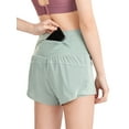 thumbnail image 1 of 2 in 1 Running Shorts for Women Mesh Stretch Workout Gym Athletic Short with Pocket, Green, Medium, 1 of 5