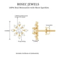 thumbnail image 4 of Rosec Jewels Moissanite Snowflake Earrings with Screw Back (D-VS1 Grade) - Minimalist Earrings Ready to Gift for Christmas, 18K Yellow Gold, 4 of 7