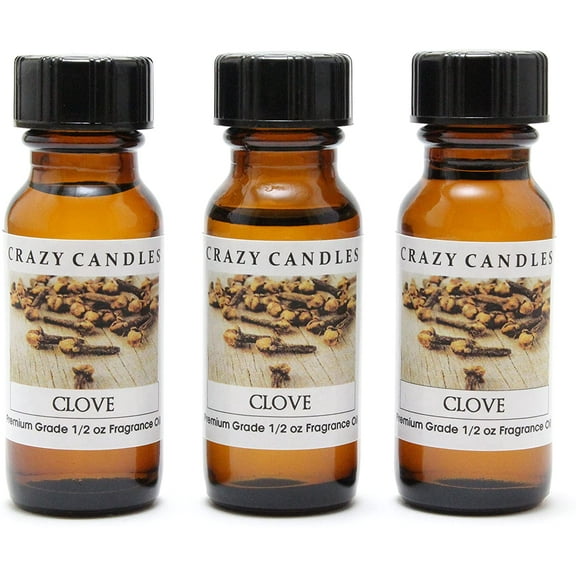 Crazy Candles Clove 3 Bottles 1/2 FL Oz Each (15ml) Premium Grade Scented Fragrance Oil Made in USA