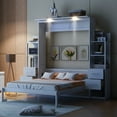 thumbnail image 3 of Harper & Bright Designs Queen Size Murphy Bed Wall Bed with Shelves, Drawers and Led Lights, Space-Saving Murphy Bed Cabinet for Guest Room Home Office, White, 3 of 13