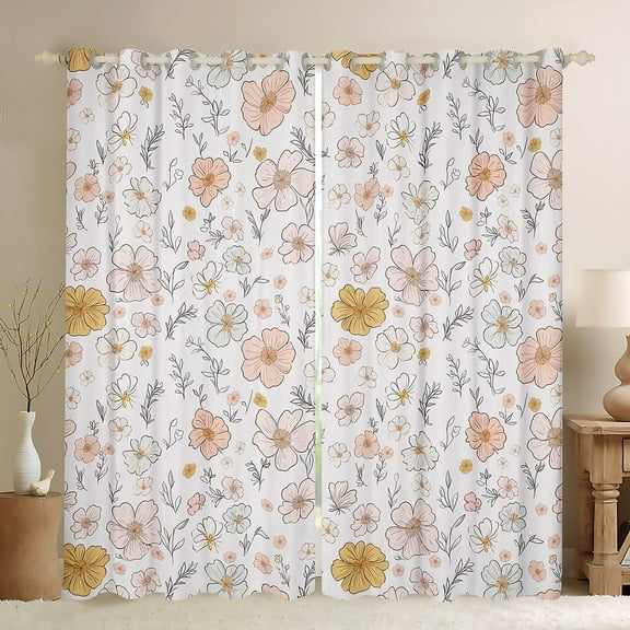 Manfei Western Garden Flower Black Out Curtains, Rustic Farmhouse Curtains Pack of 2 (42x63 Each), Teen Kid Adult Female Bedroom Curtains, Window Curtains Bedroom Decor