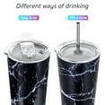 thumbnail image 2 of Stainless Steel Vacuum Insulated Tumbler - THILY Travel Mug 26 oz Coffee Cup with 2 Lids and Straws, Splash Proof, Keep Ice Drinks Cold, Black Marble, 2 of 5