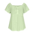 thumbnail image 4 of Sexlip Womens Short Sleeve Ruched Front Blouse Sweetheart Neck Design Stretchy Fabric Relaxed Silhouette for Brunch Outings Green XL, 4 of 9