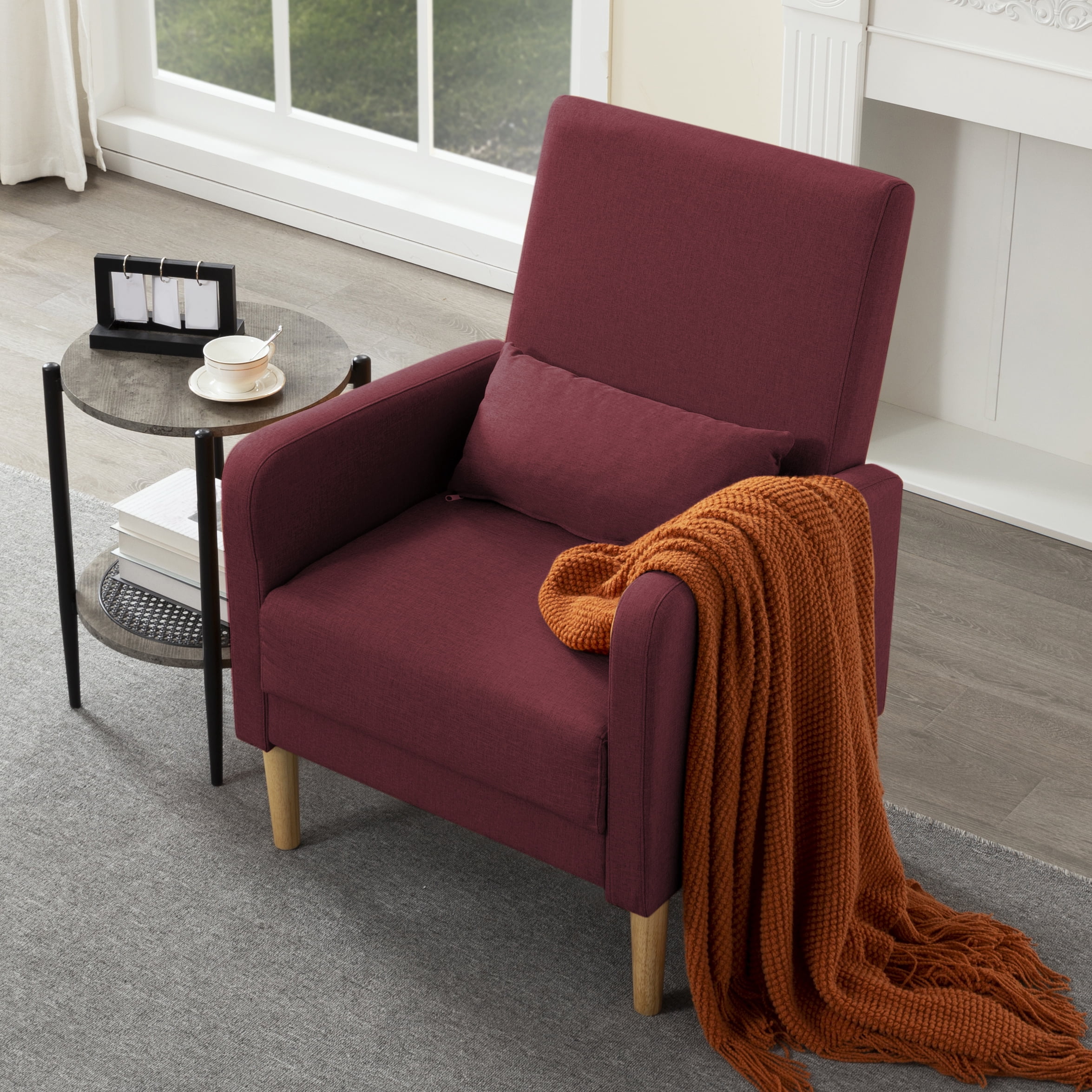 BSHTI 26.5” Modern design Style Accent Chair. Easy to Assemble Accent Chair with Storage Side Pocket and Solid Wood Frame for Livingroom