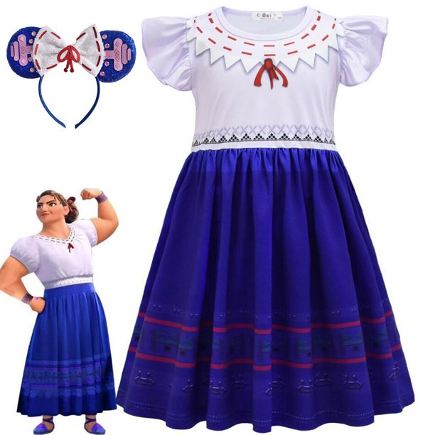 Nuevo Encanto Madrigal Ropa de niña Ncanto Charm Dress Carnival Virgin Kids Princess Mirabel Isabela Vestido de fiesta de cumpleaños Clothing7-8T (Etiqueta 140) Gao Jinjia LED