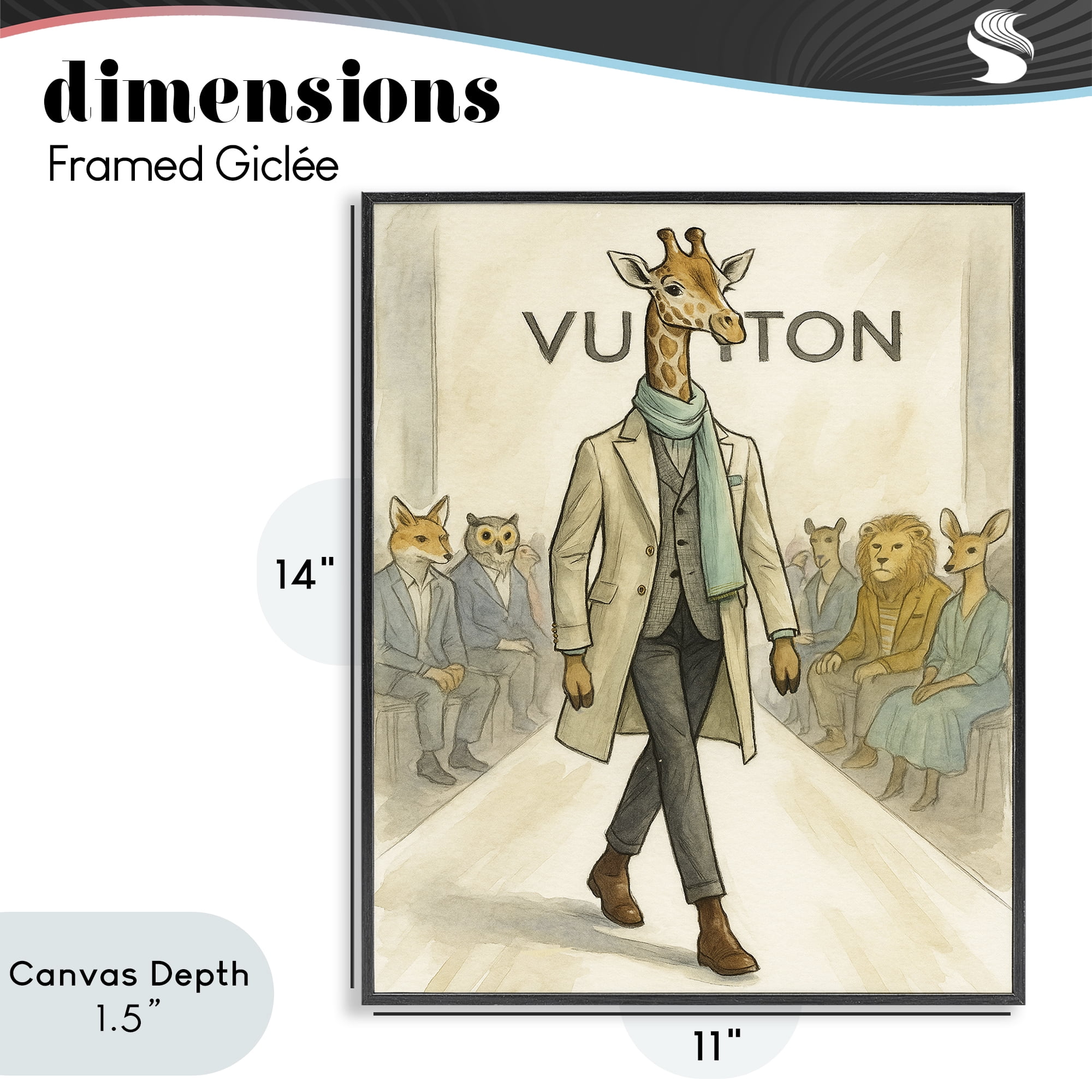 Stupell Industries Fashion Runway Giraffe Black Framed Giclee Art, design by Grotto Studios