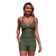thumbnail image 1 of High Waist Bathing Suits for Women Solid Color 2 Pc Swimming Trunks with Pocket Tangini Split Swimsuit Set, 1 of 7