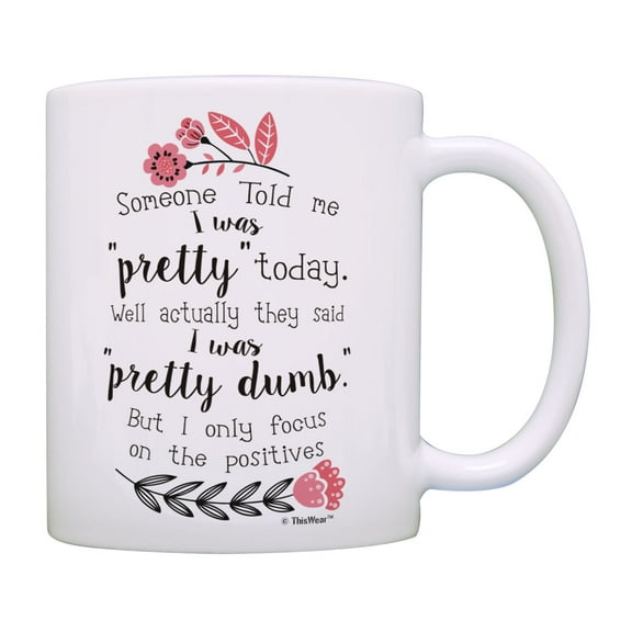 ThisWear Humorous Gifts Pretty Dumb Mug Funny Coworker Gifts for Women Floral Coffee Mug