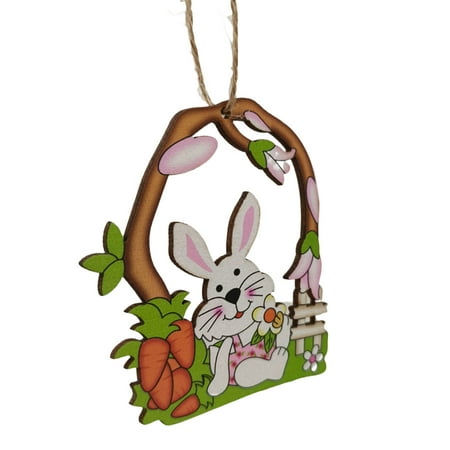 

Hadanceo 2Pcs Hanging Pendants Creative Burr Free Decorative Boxwood Easter Wooden Rabbit Pendants Scene Layout Prop