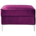 thumbnail image 4 of Maklaine Tufted Velvet Storage Ottoman with Chrome Legs in Purple, 4 of 9