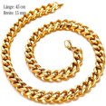 thumbnail image 2 of Collar de cadena para hombre y mujer, collar cubano clásico de 3 mm / 6 mm / 9 mm / 12 mm de longitud, acero inoxidable, plata / negro / collar macizo de 18 K de 36 a 76 cm de largo, 2 of 5