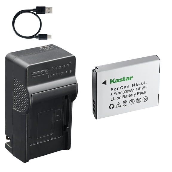 Kastar 1-Pack Battery and AC & USB-C Charger, Compatible with Canon NB-6L, Minolta NP-6L, PowerShot D S SD SX Series, IXUS IXY Series, Lecran NEZINI Kids Cameras, Minolta Digital, CAME-TV Headsets