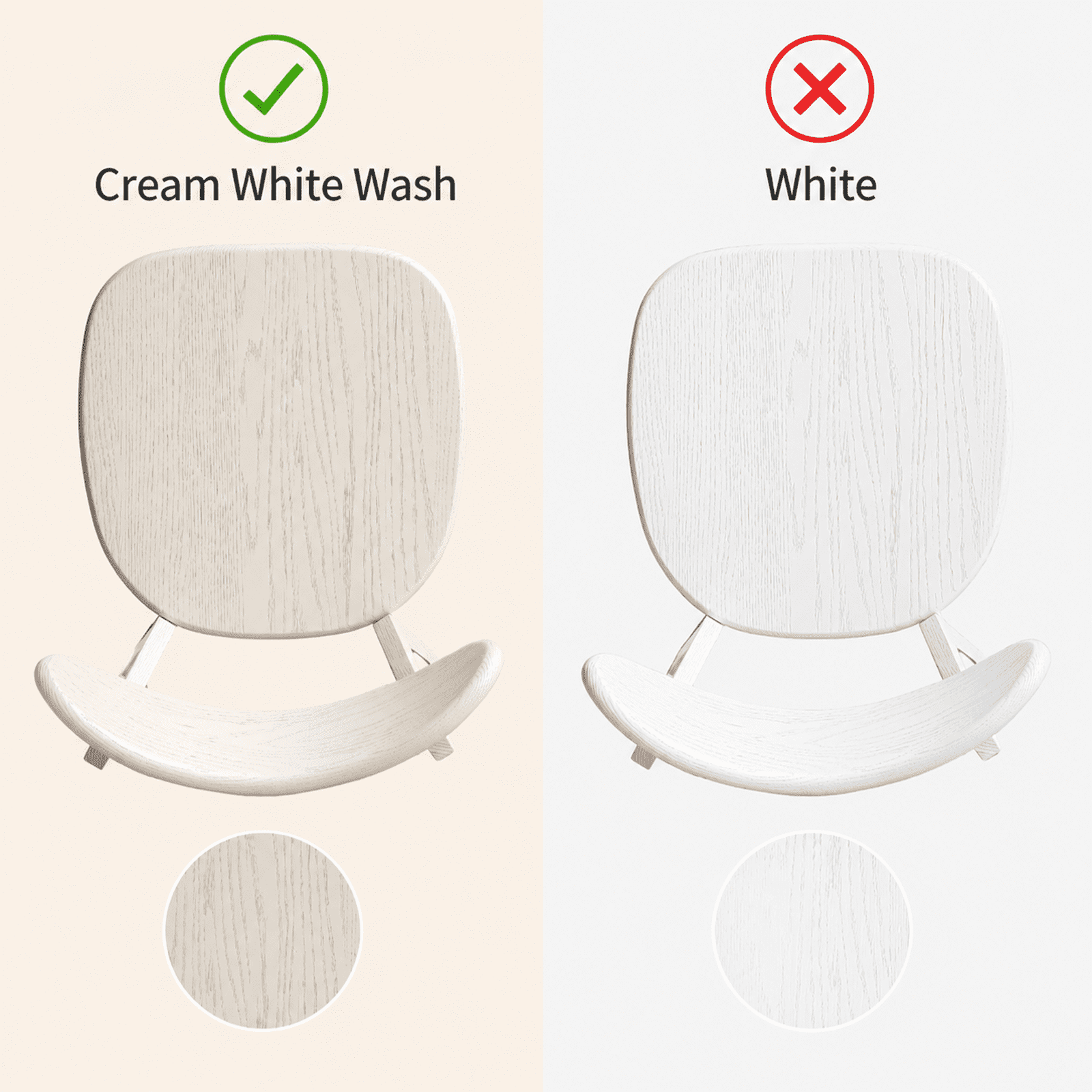 White Solid Wood Dining Chair,FAS Grade Oak Dining Chair Single,Sturdy Curved Backrest & Outer Sword-Leg Design in Cream White Finish for Dining Room,Cafe, and Modern Home Kitchen,400 lb Capacity