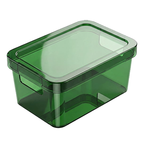 Caja de almacenamiento a prueba de humedad con tapa, diseño transparente, organizador apilable, contenedor de plástico duradero para uso doméstico.