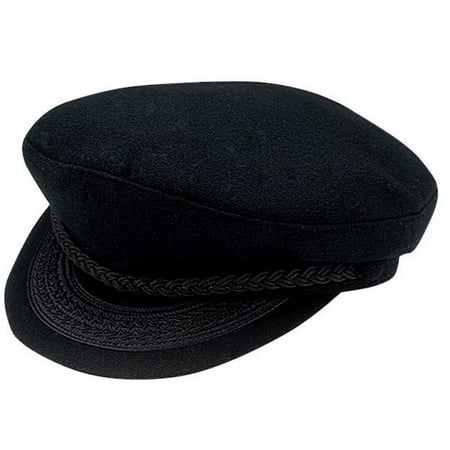 Deluxe Black Greek Fisherman Lennon Hat Cap Braided Wool Felt Costume Accessory