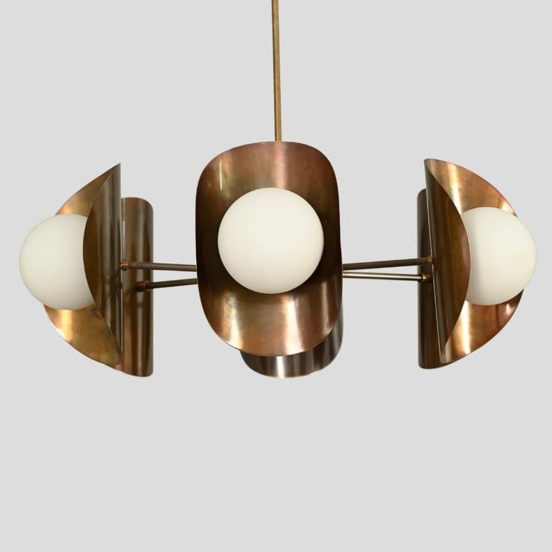 6 Light Modern Ceiling Pendant Light Lamp antique brass Modern Statement sputnik Chandelier Handmade Brass Light Fixture