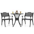 thumbnail image 4 of Nuu Garden 3-Piece Cast Aluminum Patio Bistro Furniture Set,Patio Bistro Set with Ice Bucket Function and Umbrella Hole,Black with Gold Speckles, 4 of 9