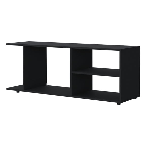 JUYG TV Rack, Black, Melamine, Open Storage