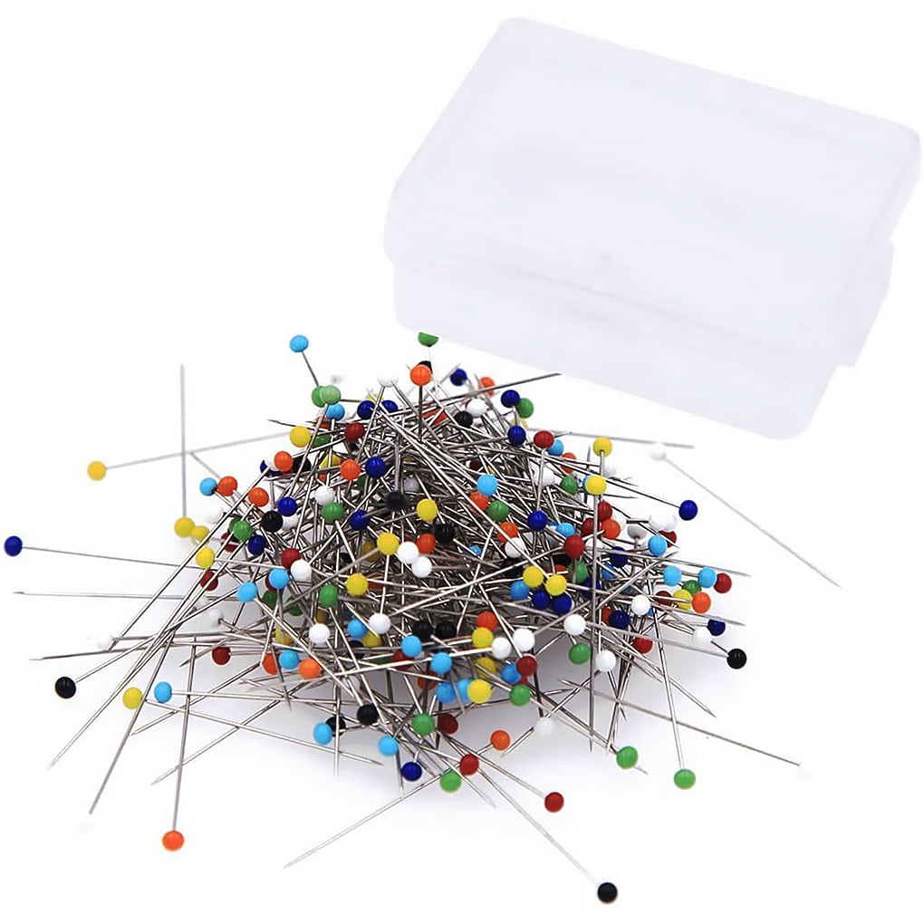 250 PCS Sewing Pins for Fabric, Straight Pins with Colored Ball Glass Heads  Long 1.5inch, Colored Pearl Head Stick Pins for Fabric, Dressmaker, Jewelry  Decoration 
