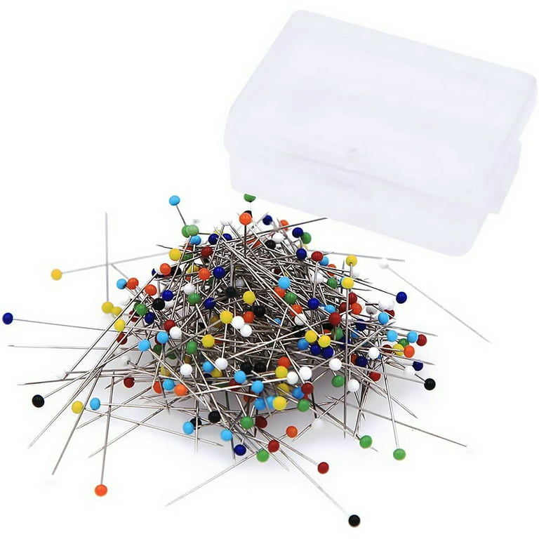 NOGIS 250 Pcs Ball Point Sewing Pins for Fabric, 1.5 inch/38mm Straight  Pins Sewing, Glass Head Sewing Pins with Box, Straight Pins for Sewing with
