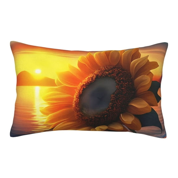Rateoe Sunset Coast Sunflower Pattern Pillow Covers with Invisible Zipper(Pillows are not Included) Standard Pillowcases-14"x20"