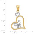 thumbnail image 3 of 14k Yellow with White Rhodium Two-tone Gold Butterfly in Heart Pendant, 3 of 4