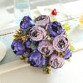 thumbnail image 4 of Artificial Peony Silk Flowers Bouquet for Wedding Home Garden Decoration(Dark Red+Pink), 4 of 5