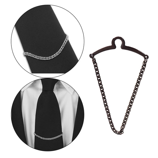 Clips de para , joyería negra, cadena de eslabones clásica informal Vintage para hombres, cuello de , ropa, regalos de Salvador Clips de corbata