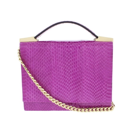 Brian Atwood Womens Aaston Snake Skin Embossed Crossbody Handbag Pink Small