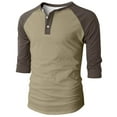 thumbnail image 4 of DDAPJ pyju Henley Shirts for Men Raglan 3/4 Sleeve Baseball T-Shirts Casual Athletic Tee Tops Khaki M, 4 of 6