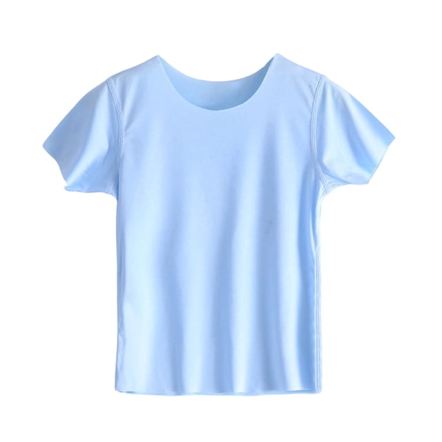 KyCheLot Kids Boys Girls T-Shirts Solid Color Round Neck Short Sleeve Tops Comfy Breathable Workout T-Shirts