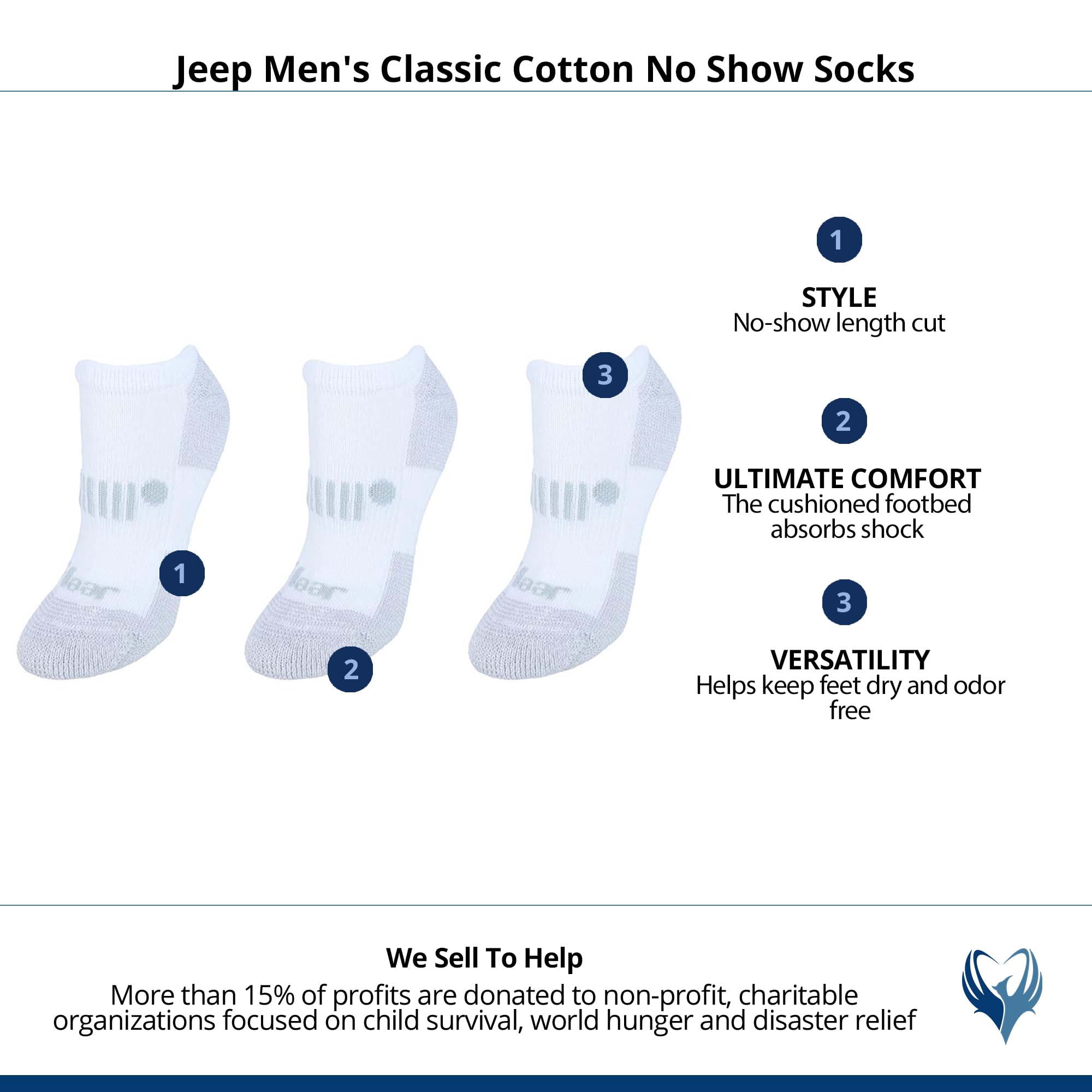 Jeep  Classic Cotton No Show Socks (Men)