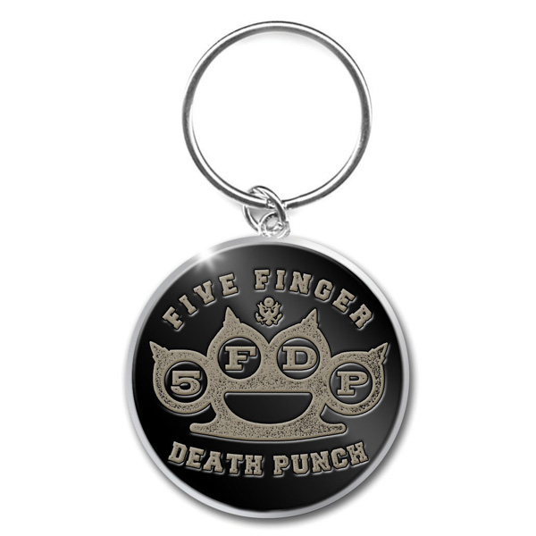 Five Finger Death Punch Brass Knuckles Metal Keychain Keyring