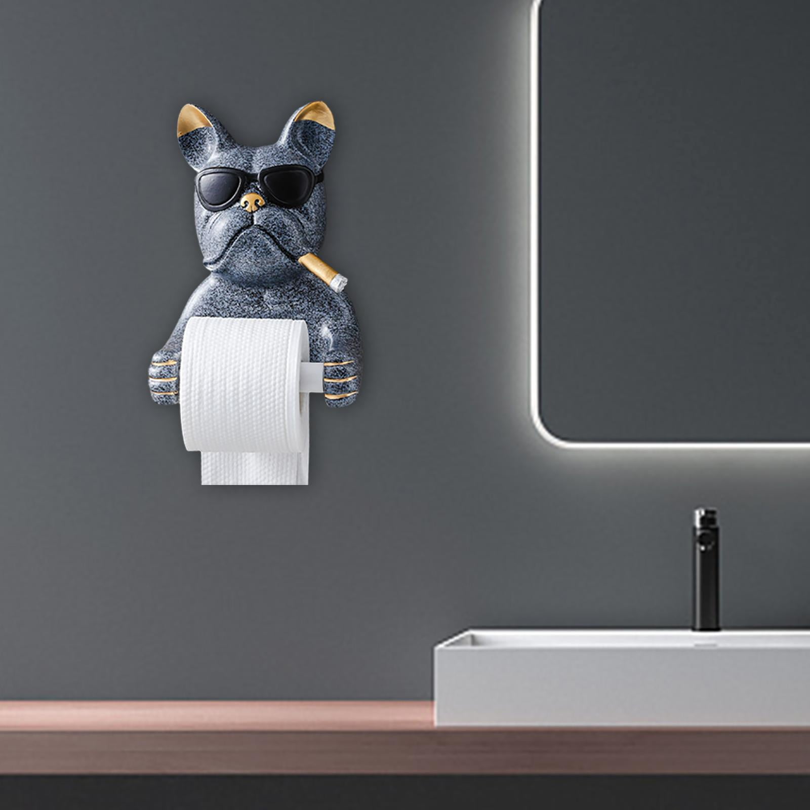 Fiocias Nordic Toilet Paper Holder Mounting Dog Sculpture Paper Rack Stand Organizer for Gray