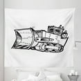 thumbnail image 1 of Trucks Tapestry, Monochrome Drawing Illustration of Bulldozer Machinery Vehicle Print, Fabric Wall Hanging Decor for Bedroom Living Room Dorm, 5 Sizes, Charcoal Grey and White, by Ambesonne, 1 of 1