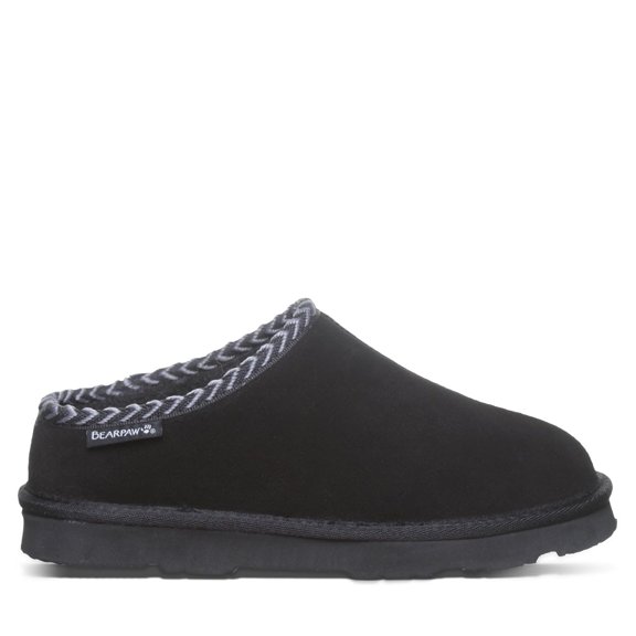 BEARPAW Tabitha Slippers for Women, Indoor Outdoor Use, Suede Upper, Wool Blend Lining, Removable Footbed, Rubber Outsole, Water Repellent House Slippers
