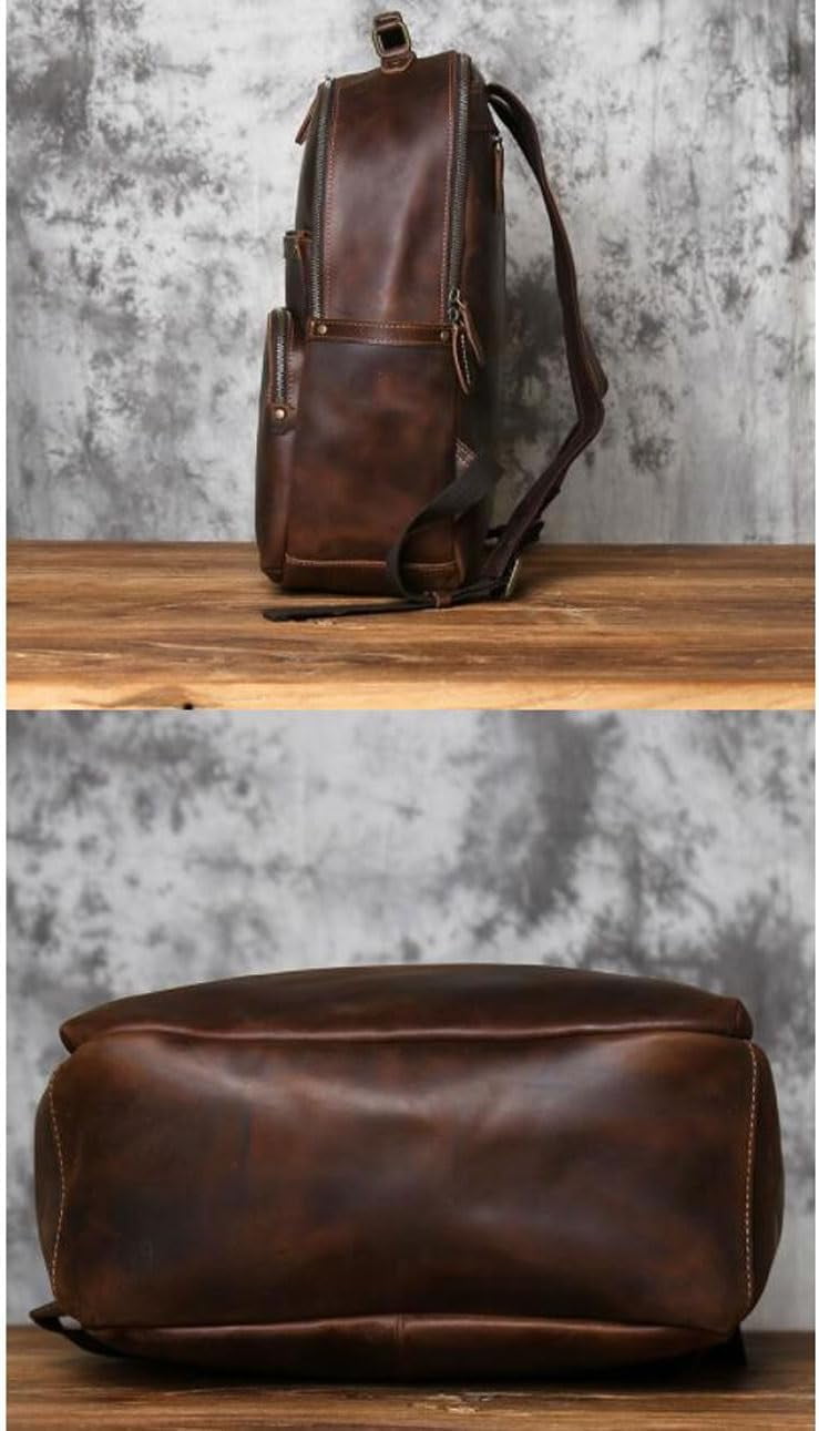 RKXQT Mens Luggage Backpacks Computers Bags Leather Travel Bags Casual Daypack Briefcases Laptop Bags(Brown)
