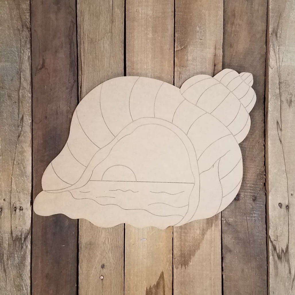 16" Fancy Seashell Cutout, Beach Theme Unfinished Wall Decor Paint by