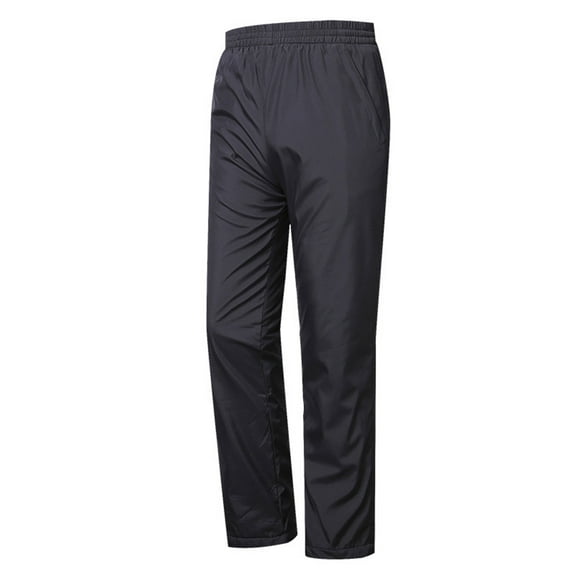 OUNONA Mens Winter Warm Thicken Pants Middle-aged Elastic Waist Casual Trousers Size L (Black)