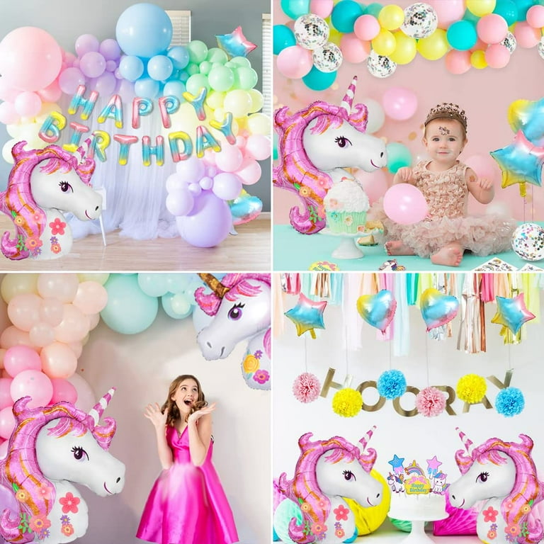 AYUQI Unicorn Birthday Decorations Girl DIY Birthday Party Decorations for  Kids Baby Shower