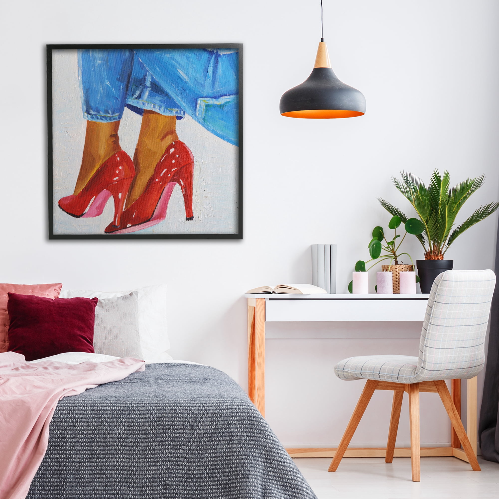 Stupell Industries Glossy Red Pumps & Jeans Black Framed Giclee Art, design by Violeta Vollmer