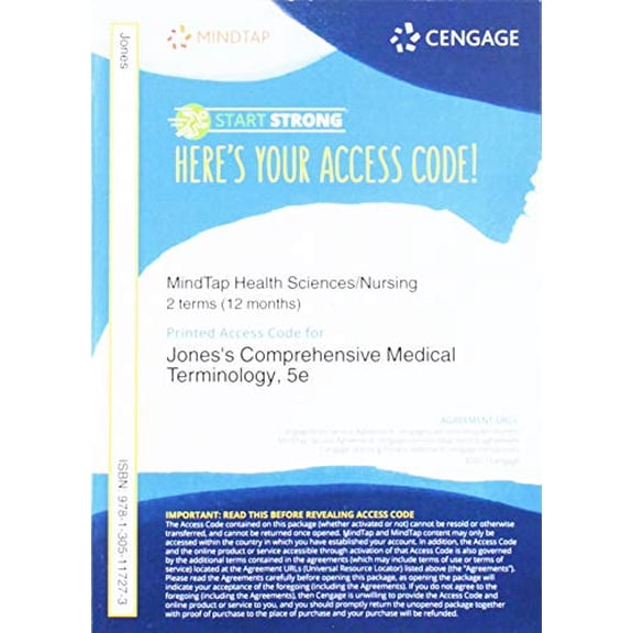 Pre-Owned MindTap Medical Terminology, 2 terms (12 months) Printed Access Card for Jones' Comprehensive Medical Terminology, 5th, 9781305117273, 1305117271, Paperback, 5 edition