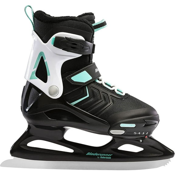 Bladerunner Ice by Rollerblade Micro XT Ice Girl's Adjustable Ice Skates, Black/Light Teal