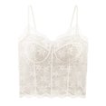 thumbnail image 5 of COMVALUE Lace Bralette for Women V Neck Bustier Corset Tops with Underwired Racerback Adjustable Strap Crop Top (Beige, XL), 5 of 6