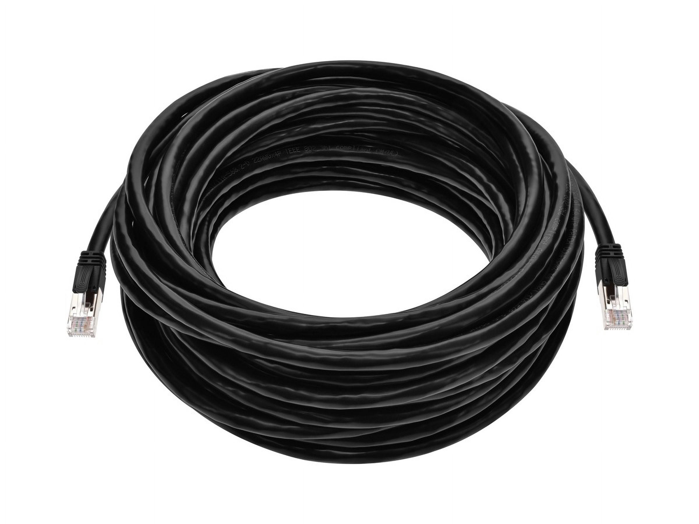 Monoprice Cat6A PoE Patch Cable - 50 Feet - Black | 100W, PoE ++ (IEEE 802.3af/at/bt), UTP, 22AWG, 500MHz, Pure Bare Copper, Shielded RJ45, Ethernet Cable
