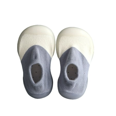 

BueatyH 1 Pair Shoes Two-color Stitching Breathable Cotton Soft Sole Baby Shoes for Home