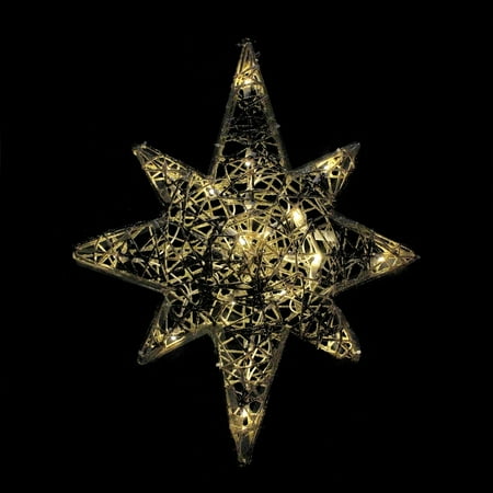 20 Led Lighted Gold 3d Star Of Bethlehem Hanging Christmas