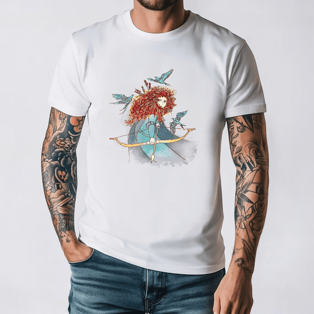 Chemise Portrait Aquarelle Rétro Disney Brave Merida Princesse, T-shirt le Royaume Magique, Disney Merida Princesse, Tee Walt Disney World