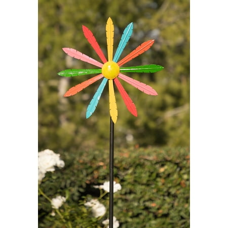 Multi-Color Metal Windmill w/ Stake & Fence