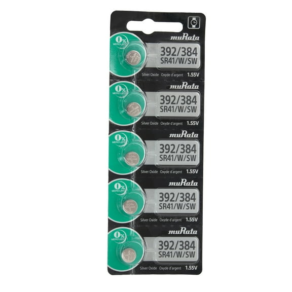 Sony Murata 392/384 - SR41SW Silver Oxide Button Cell Battery 1.55V - 5 Pack   FREE SHIPPING!